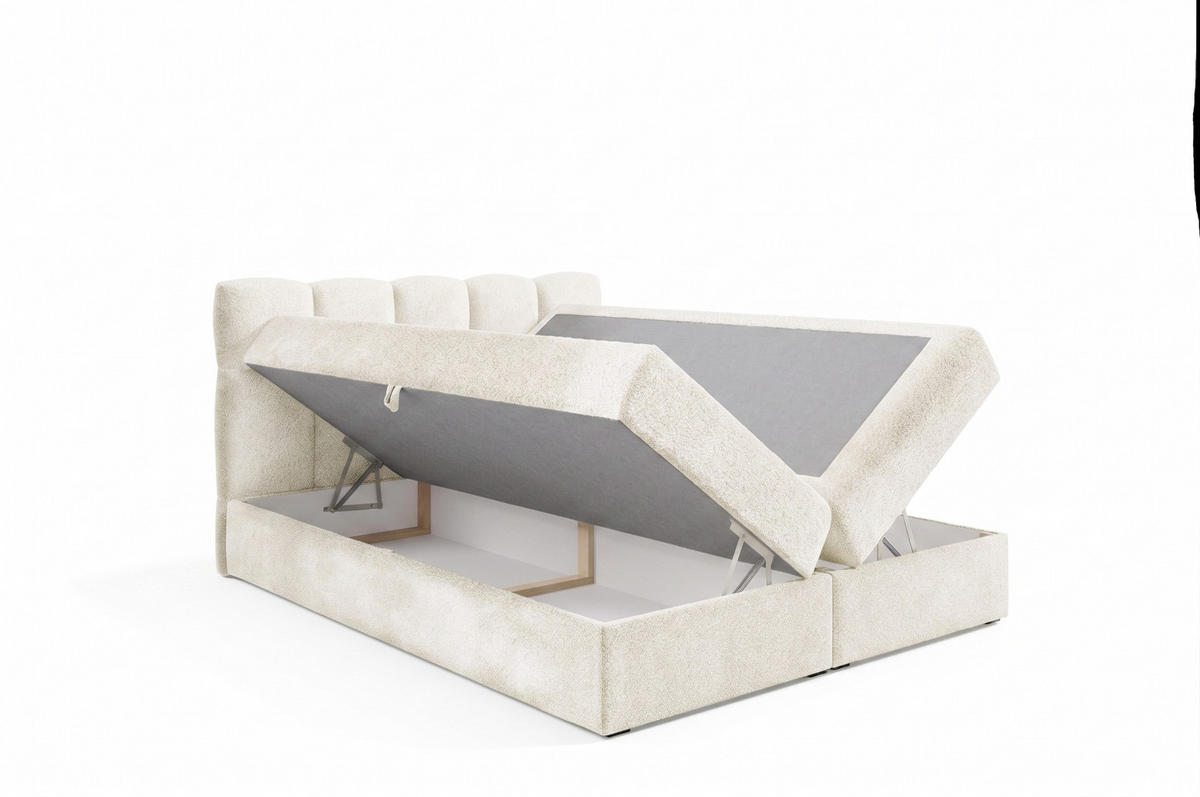 BOXSPRINGBETT mit zwei Stauräume 140x200 cm in Creme - Creme, Textil (140/200cm) - Home Collective