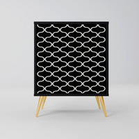 SIDEBOARD TESSELATED BLACKNESS, Schwarz, 57,5x42x75,5 cm, Goldfarbene Metallfüße - Goldfarben/Multicolor, Holzwerkstoff/Metall (57.5/75.5/42cm) - SpaceRebels