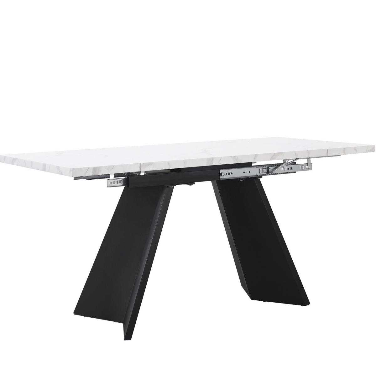 JÍDELNÍ stůl 99-159/74/77 cm bílý/černý z MDF a kovu rozkládací - bílá, kompozitní dřevo (159/74/77cm) - OKWISH