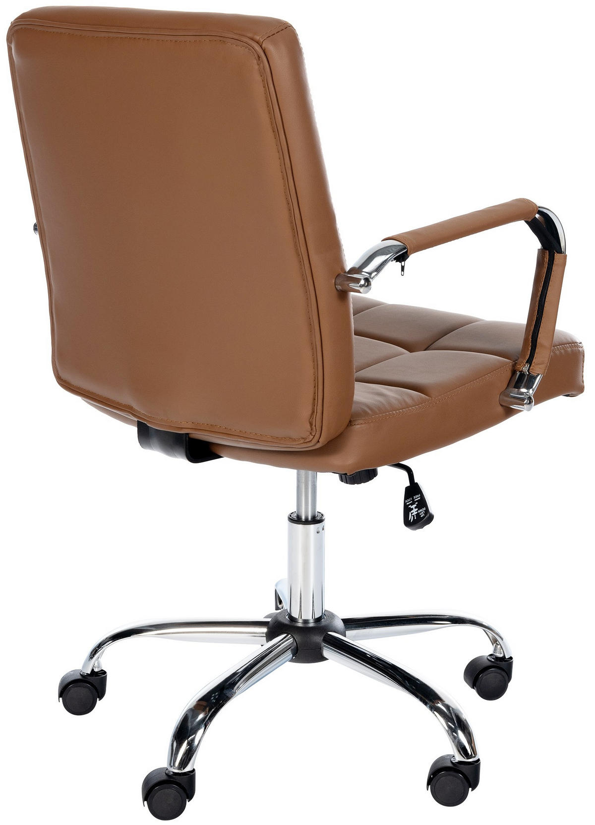 DREHSTUHL Lederlook hellbraun - Chromfarben/Hellbraun, Textil/Metall (58/92/62cm) - CLP