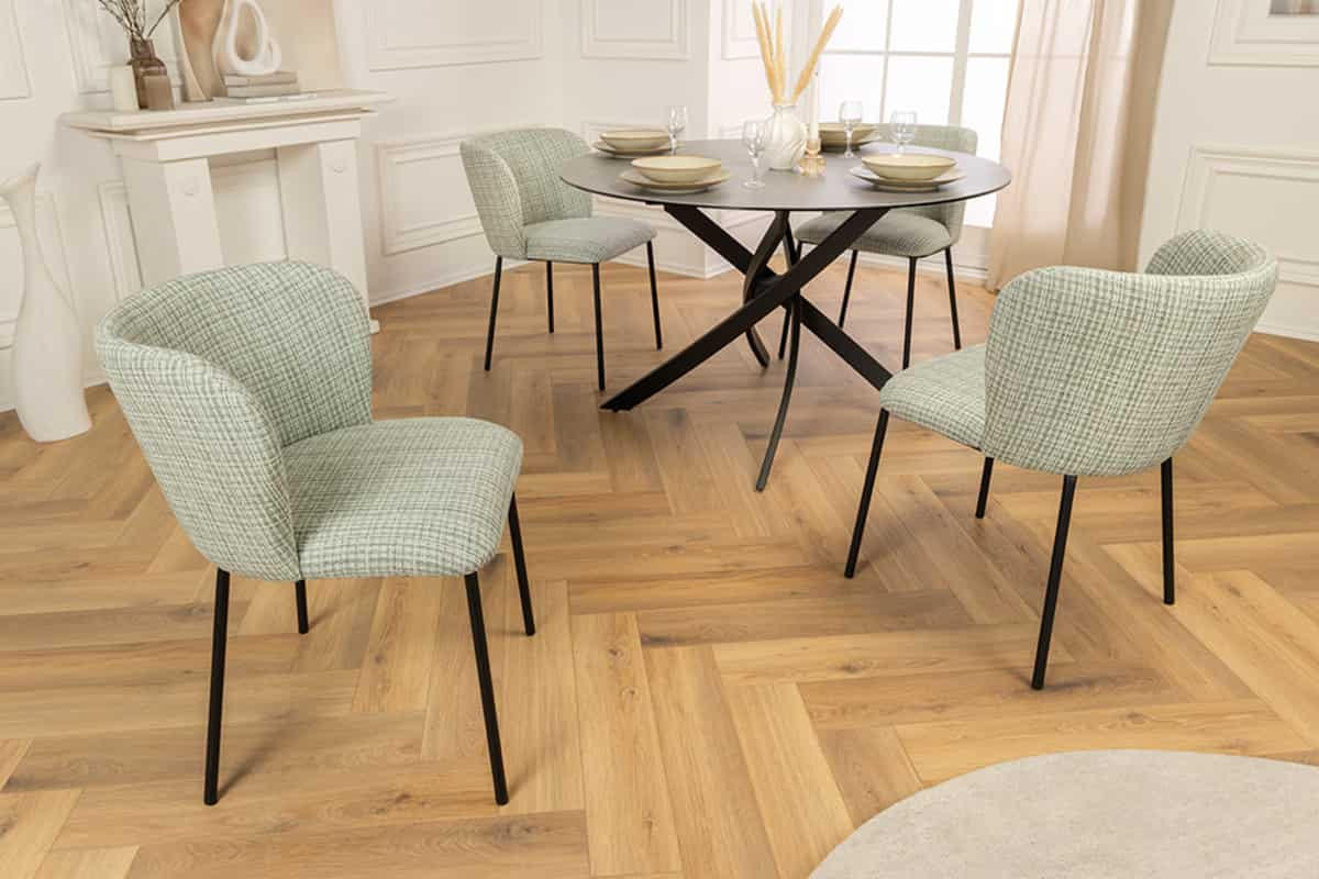 STUHL LYON Bouclé 75 cm - Schwarz/Rosa, Textil/Metall (54/75/58cm) - riess-ambiente