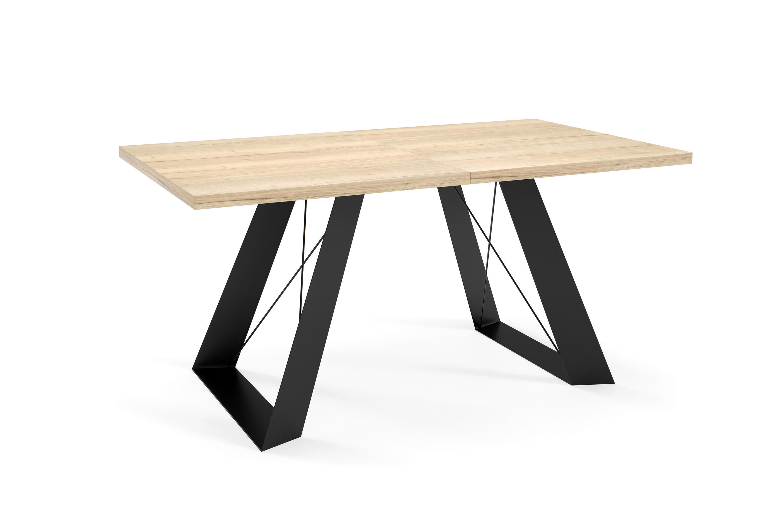 ESSTISCH Corso - Hellbraun/Schwarz, Holzwerkstoff/Metall (80/140/76cm) - Meblini