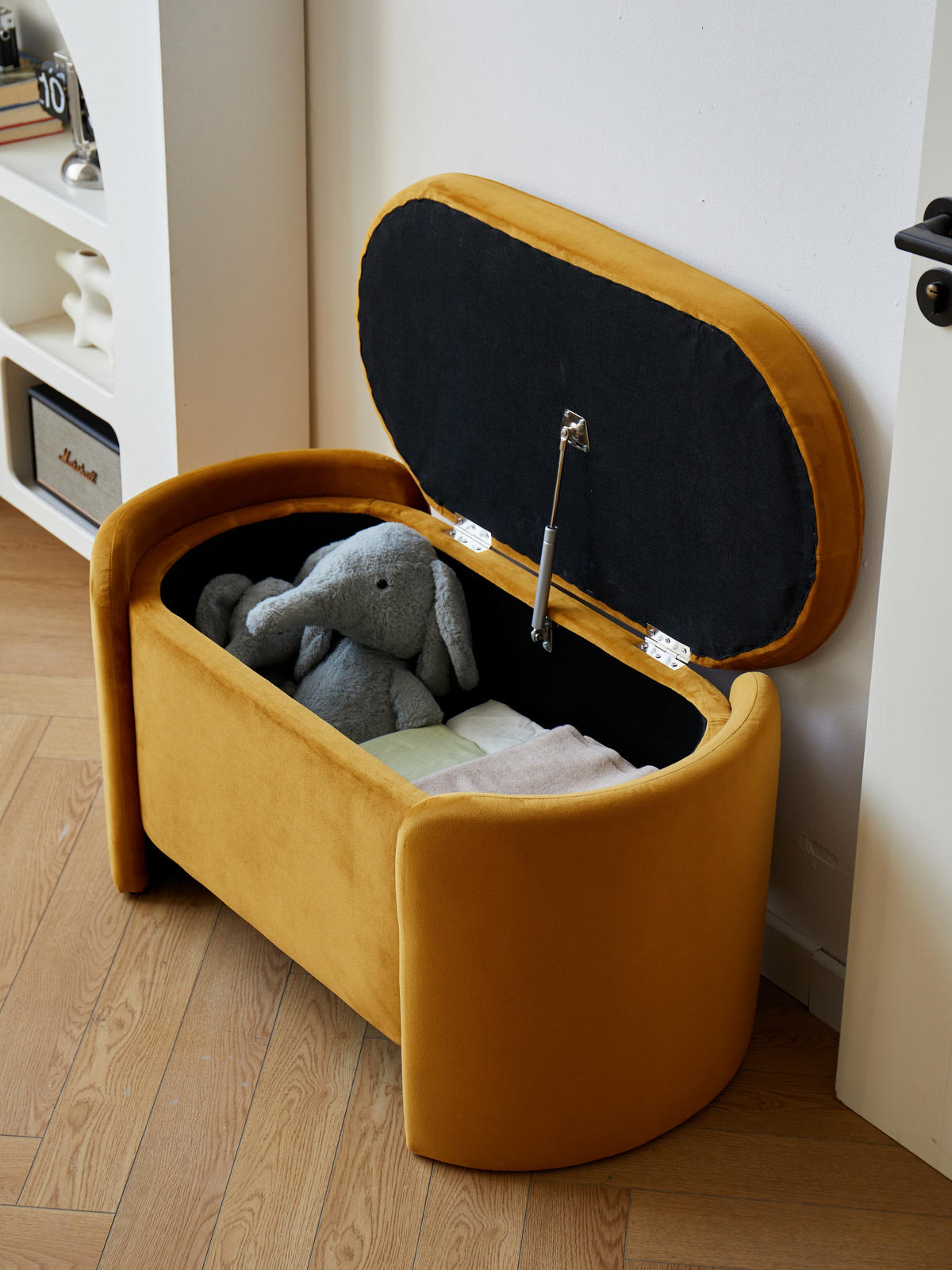 SITZBANK Samt Gelb - Gelb, Textil (88/46/45cm) - Nordlys