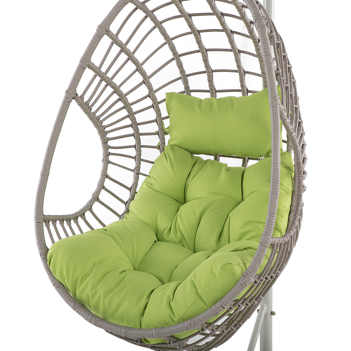 HÄNGESESSEL mit Gestell PE Rattan taupe 96 cm Arpino - Taupe/Grün, Kunststoff (96/200/96cm) - Beliani