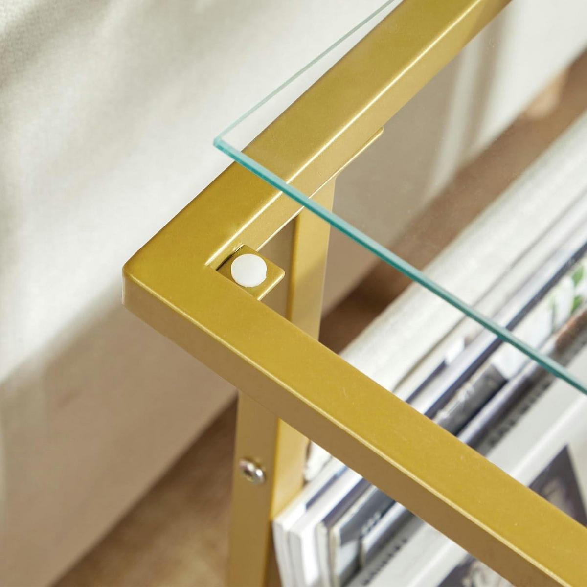BEISTELLTISCH mit Zeitschriftenhalter Gold 40 x 18 x 55 cm - Goldfarben, Metall (40/18/55cm)