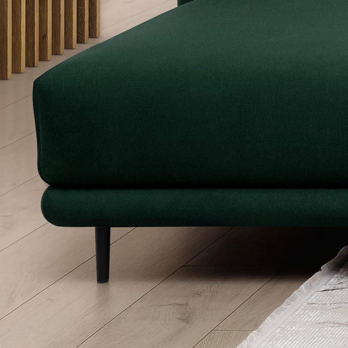 ECKSOFA mit Schlaffunktion und Bettkasten, Loco-Stoff - Dunkelgrün/Schwarz, Textil/Metall (289/190cm) - Eltap