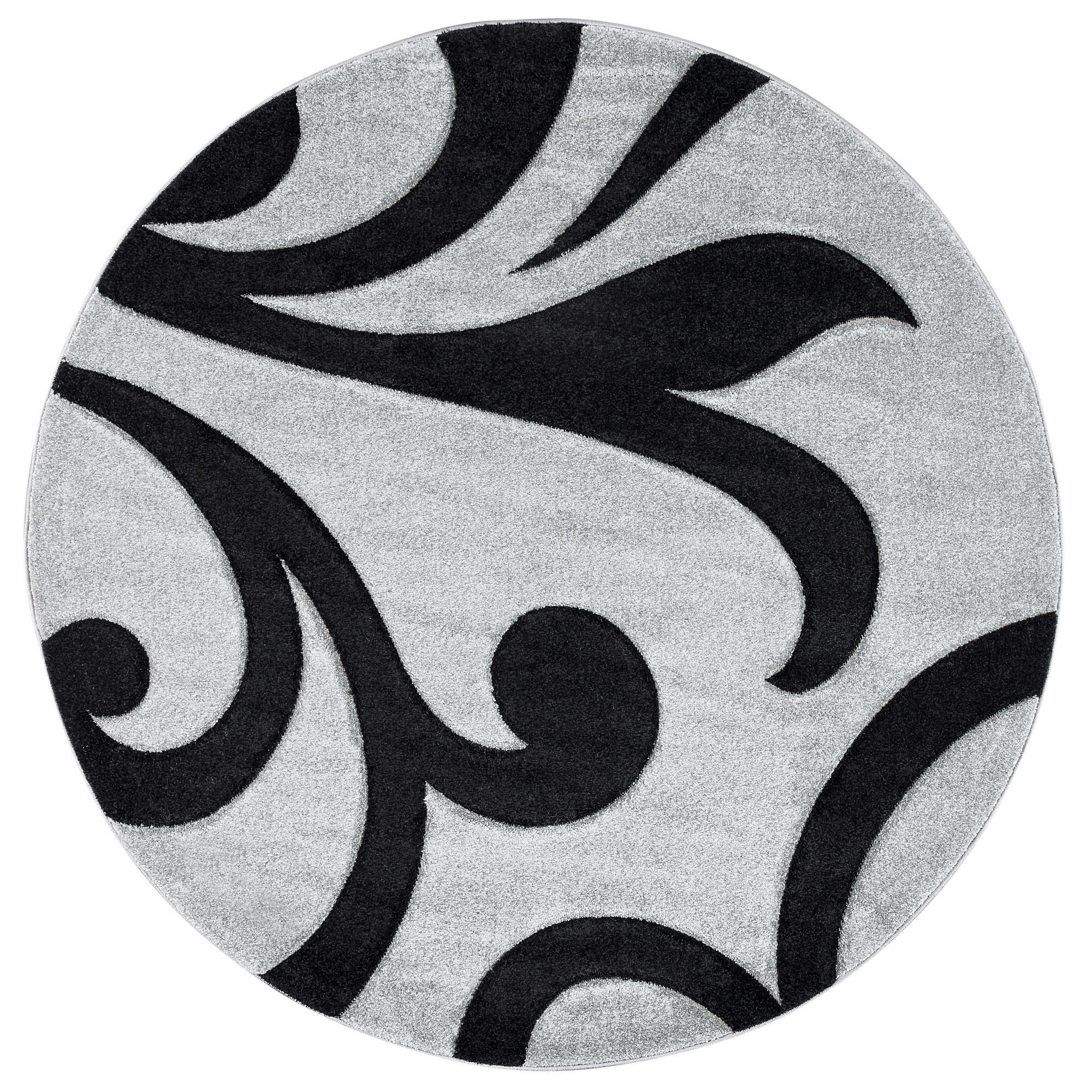 DESIGNER TEPPICH MAUI RANKEN RUND - Schwarz/Grau, Textil (160/160cm) - Pergamon