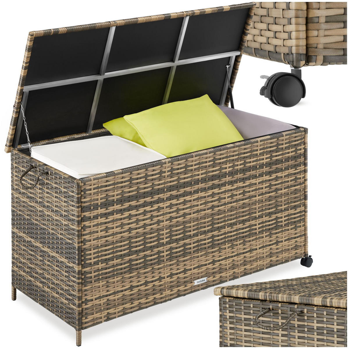 AUFLAGENBOX Kuusamo, 116 x 54 x 64 cm, natur - Naturfarben, Kunststoff (54/64/116cm) - tectake