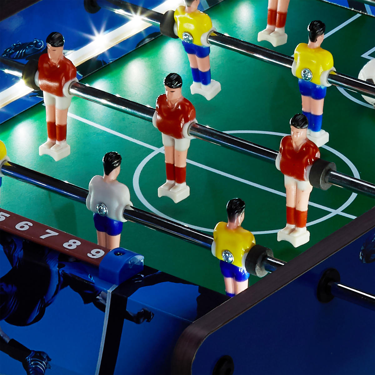 TISCHKICKER LED - Blau, Holzwerkstoff/Kunststoff (51/51cm) - Relaxdays