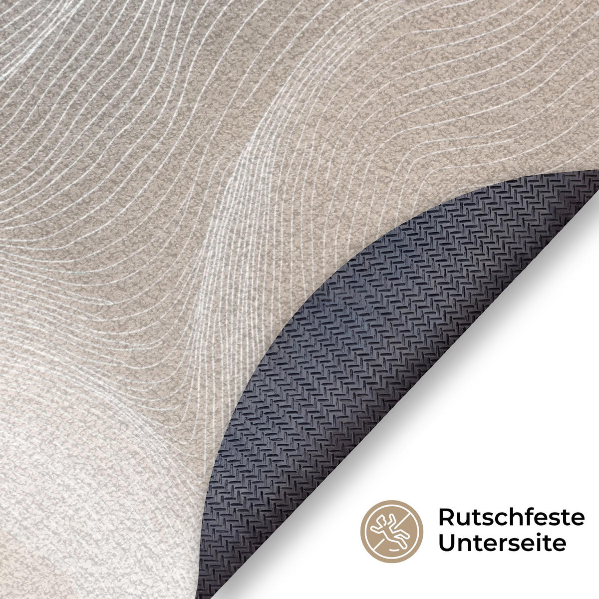 FUSSMATTE Wellenlinien - Luftströme - Harmonisch Schmutzfänger 120x120 cm - Beige, Kunststoff (120/120cm) - MuchoWow