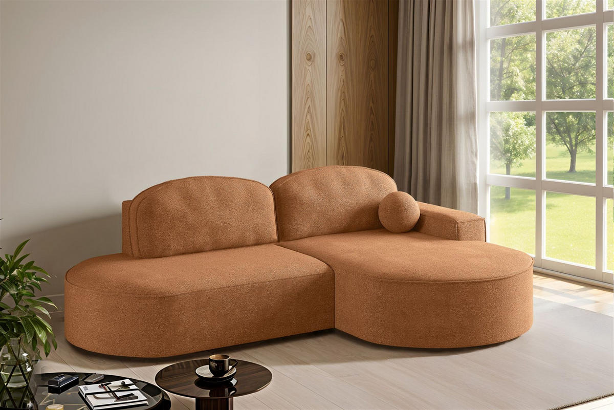 ECKSOFA Girona Mit Schlaffunktion - Rotbraun, Holzwerkstoff/Textil (278/179cm) - Fun Möbel