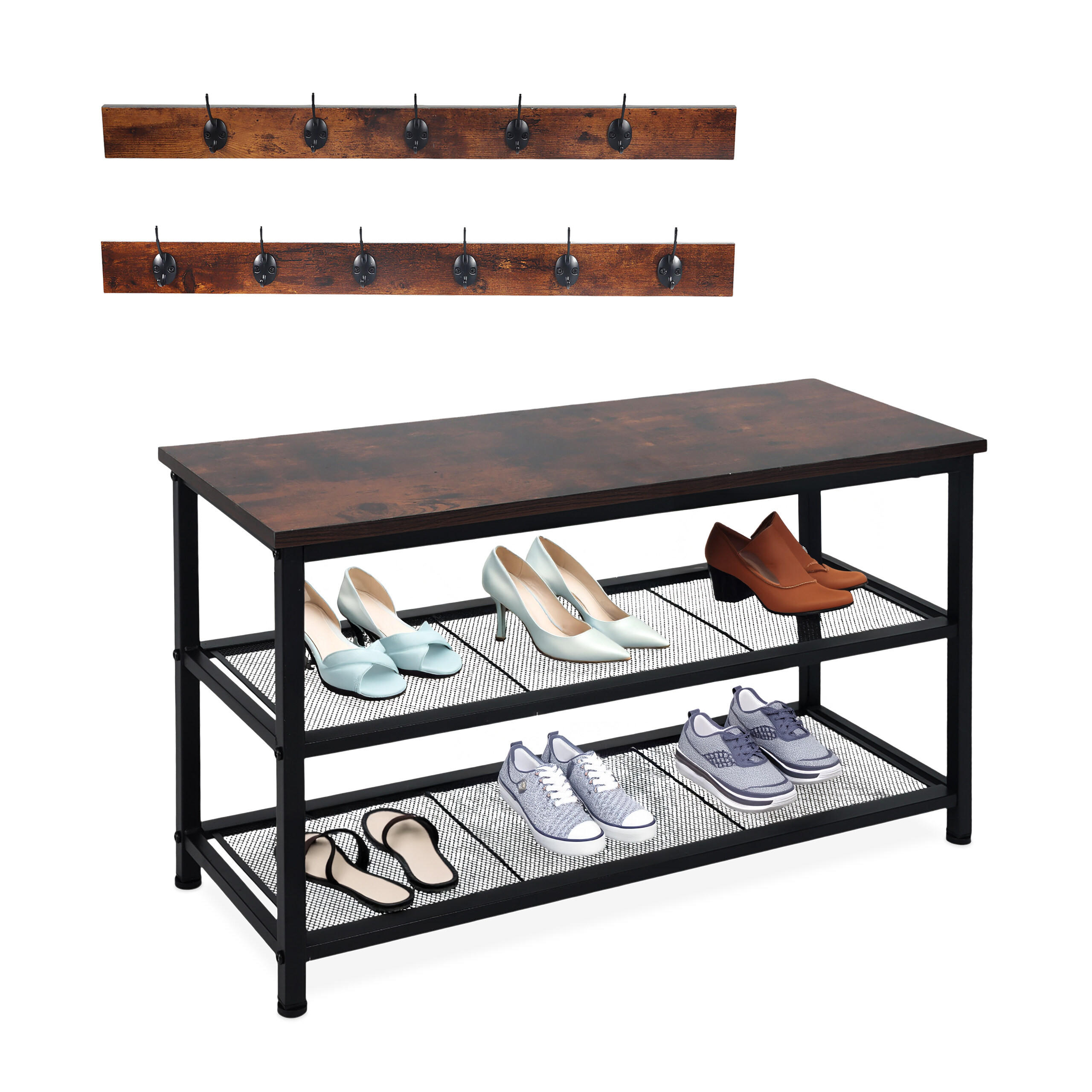 HALLMÖBEL svart mörkbrun 3-delars-set Multicolor 45/80/30 cm