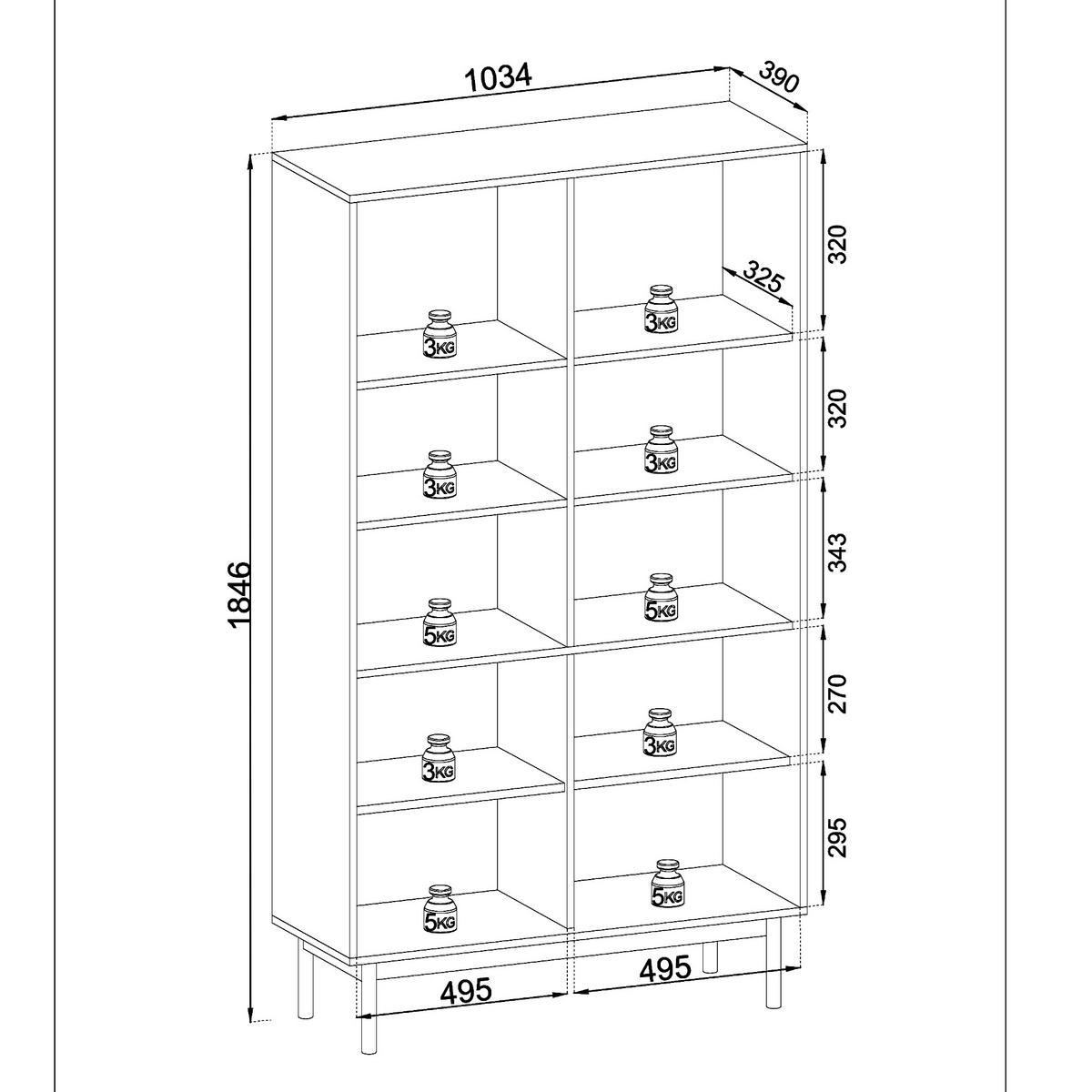BÜCHERREGAL DIEPPE REG1-2D Fräste Fronten, Kaschmir - Kaschmir, Holz/Holzwerkstoff (104/184/39cm) - Komodee