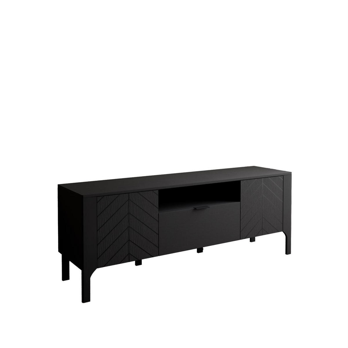 TV-SCHRANK LUMI mit Schublade 160 cm, Schwarz - Schwarz, Holzwerkstoff (160/57/41cm) - Lookway