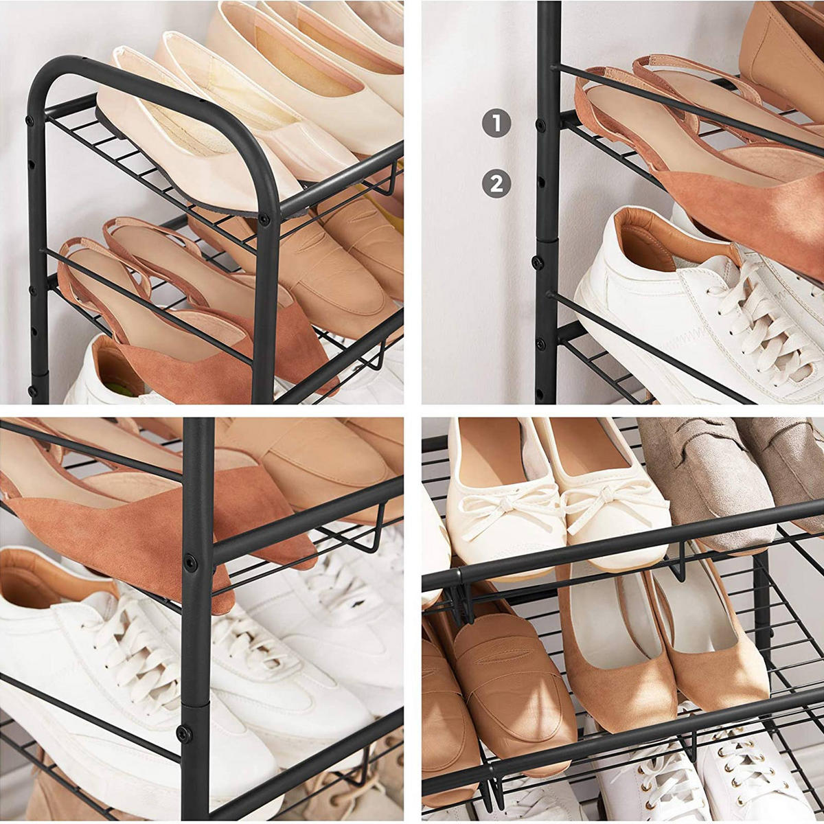 SCHUHREGAL AUS METALL - Schwarz, Metall (27.5/65/68.5cm) - Hansiro