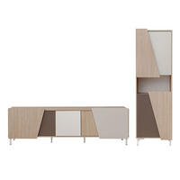 WOHNZIMMER SET Viste braun / weiß hochglanz 240cm / 40 cm / 189cm - Ecru/Weiß Hochglanz, Holz/Holzwerkstoff (240/189/40cm) - Furnival