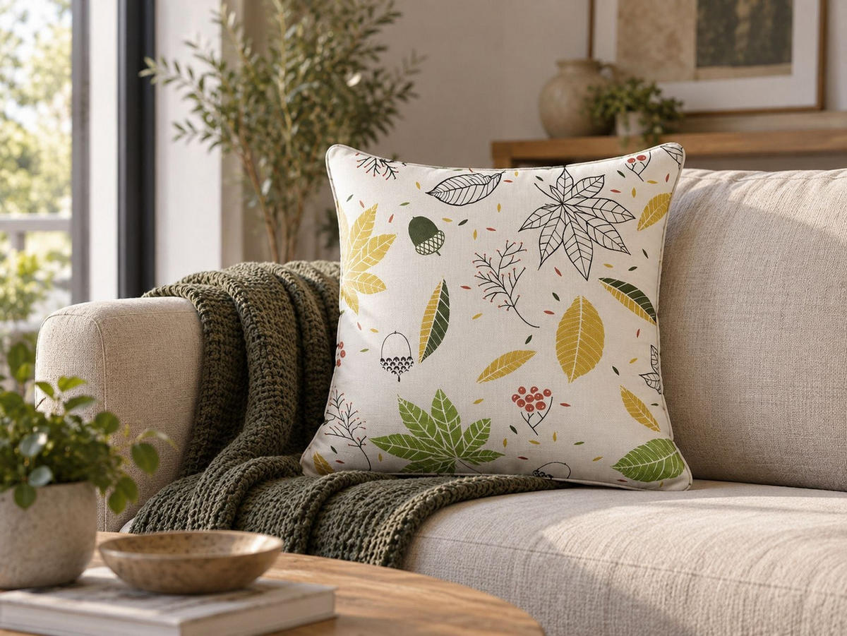 DEKOKISSEN Cremeweiß 45/45 cm Mullein - Ecru/Multicolor, Textil (45/45cm) - Beliani