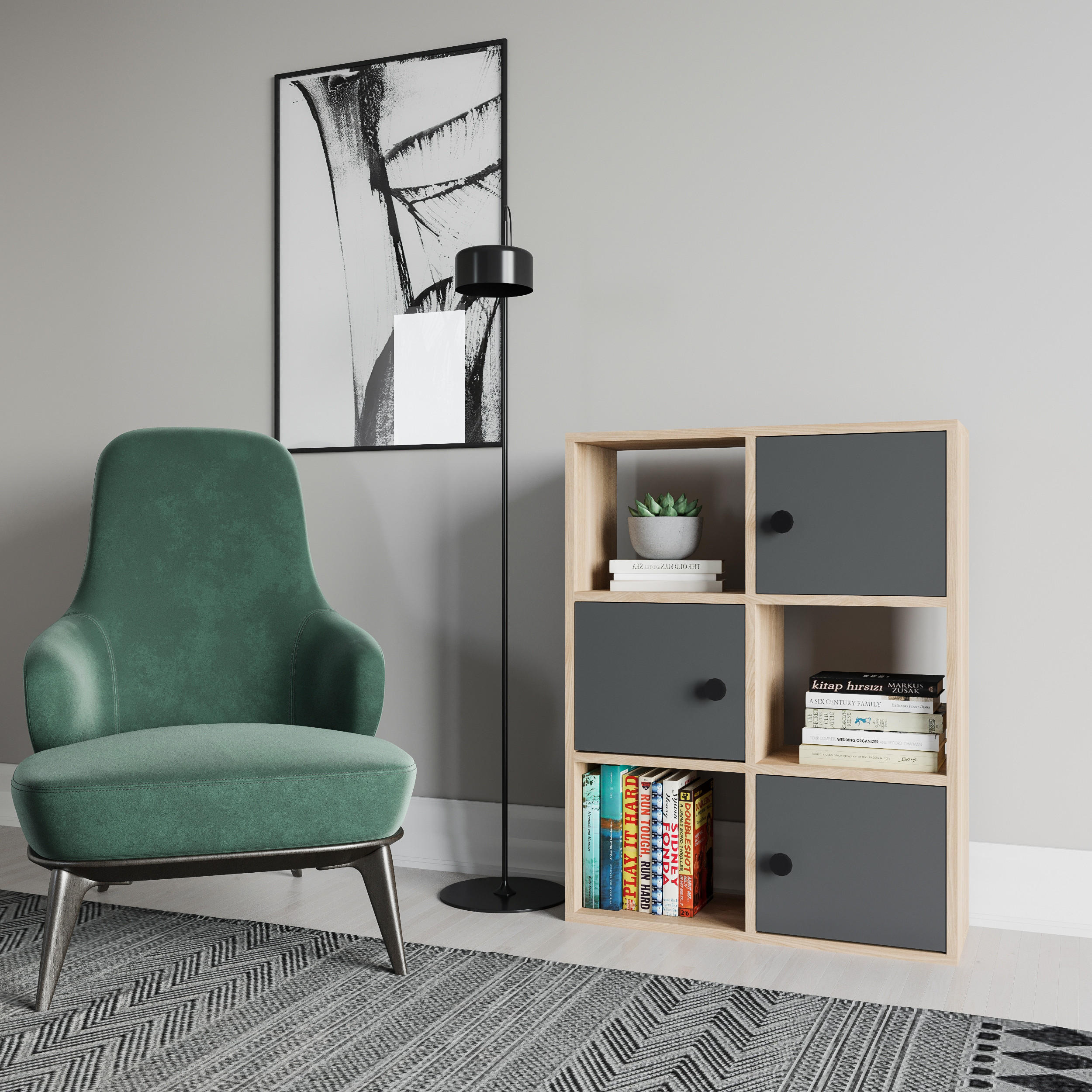 BÜCHERREGAL Tilton Eiche Anthrazit - Alteiche/Dunkelgrau, Holzwerkstoff (25/93/72cm) - Decorotika