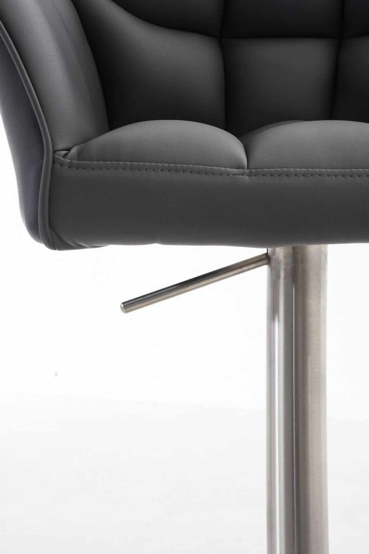 BARHOCKER 2er Set Lederlook Grau - Edelstahlfarben/Grau, Textil/Metall (64/88/45cm) - CLP
