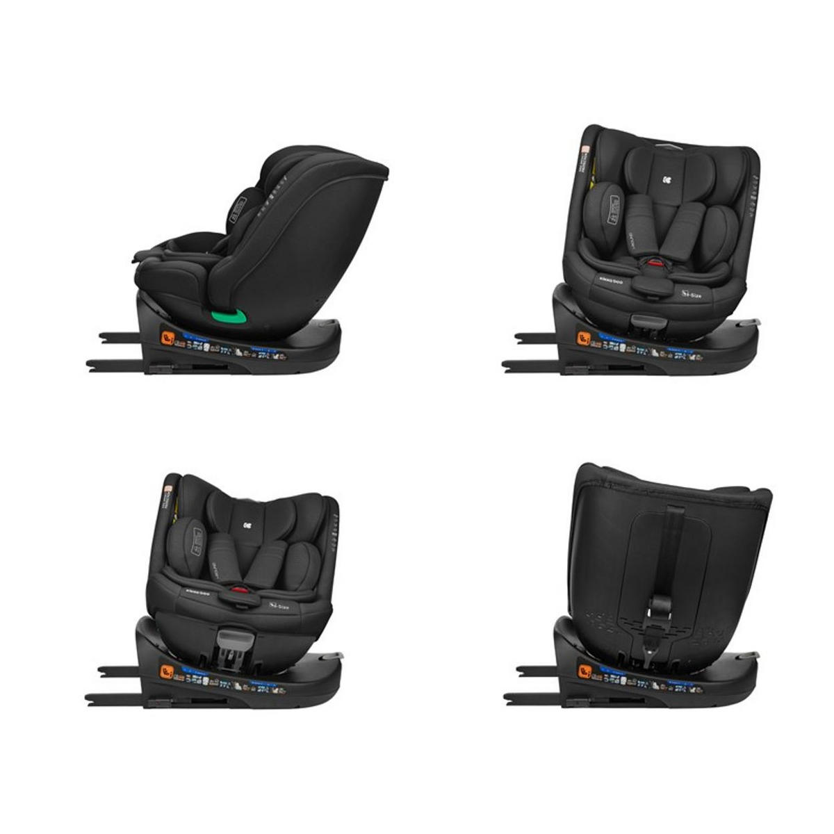KINDERSITZ i-Round i-Size schwarz (40-150cm) Isofix, 360-Grad-Drehung, Gurt - Schwarz, Textil (45/60/51cm) - Kikka boo
