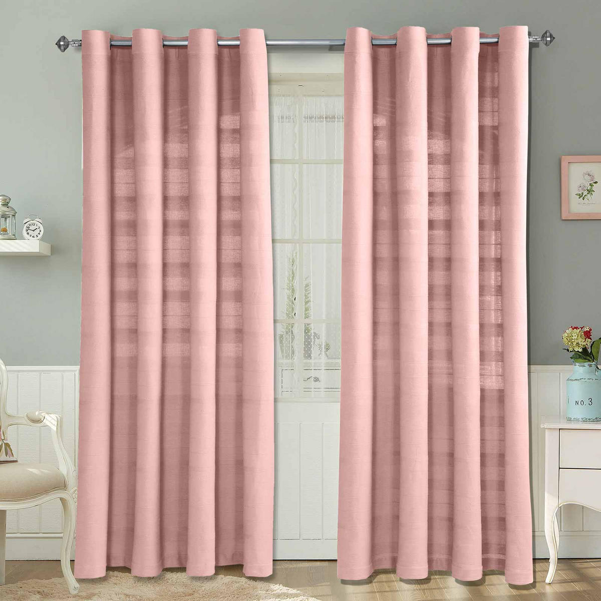 ÖSENVORHANG Rajput blickdicht 2er-Set, 167/228 cm - Rosa, Textil (167/228cm) - Homescapes