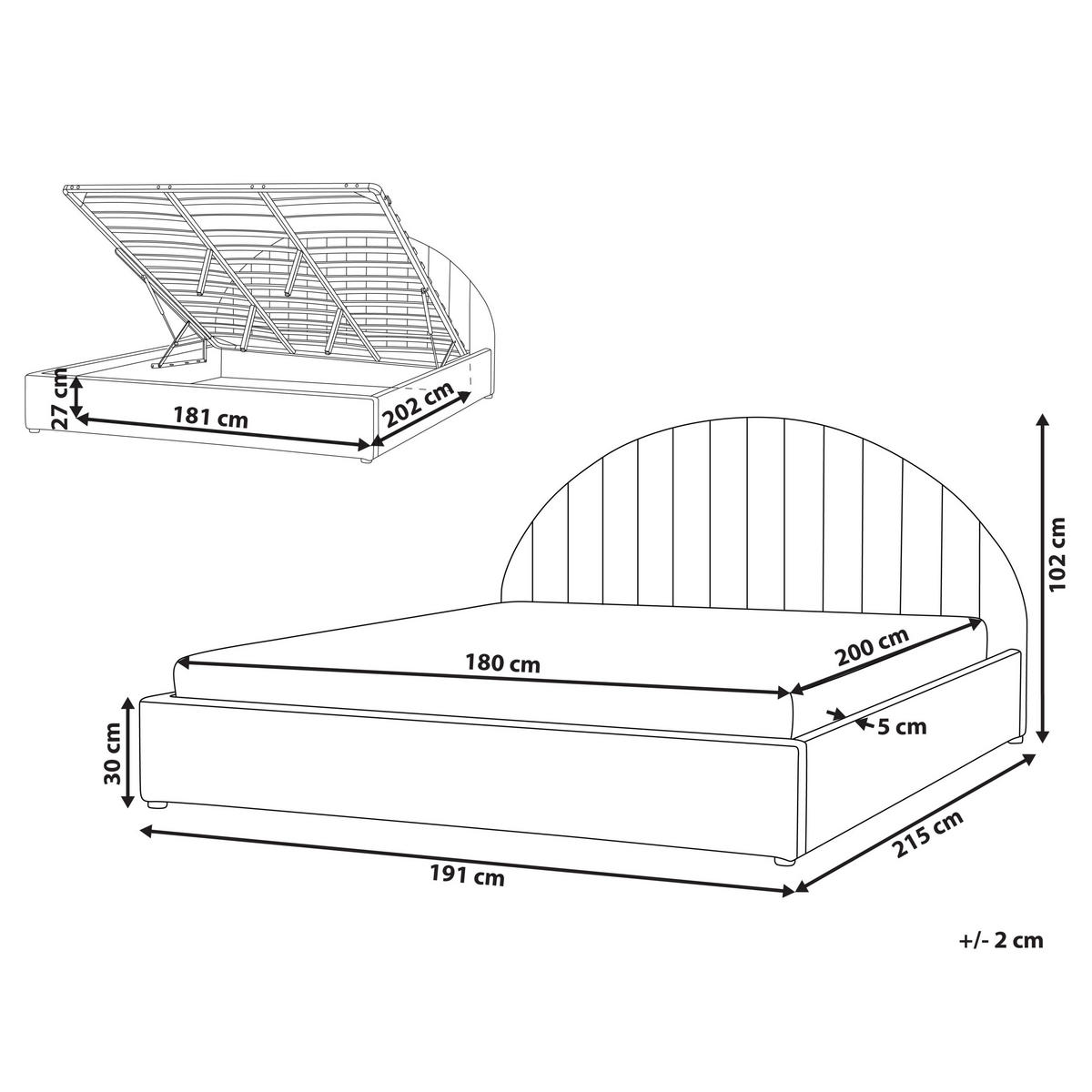 BETT mit Stauraum 180/200 cm Cremeweiß Chadenet - Weiß, Textil (180/200cm) - Beliani