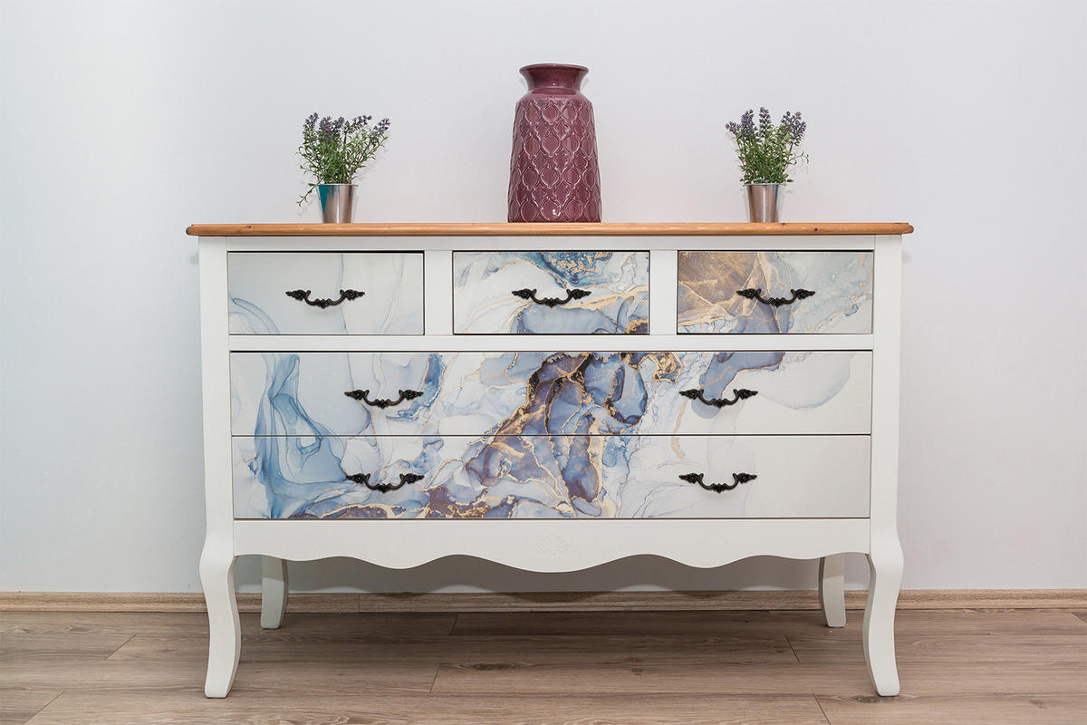 MÖBELAUFKLEBER 100x50 cm Marmorstruktur - Blau, Kunststoff (100/50/50cm) - TULUP