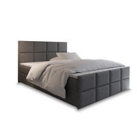 BOXBETT ARIEL 180x200 cm mit Matratze und Topper - Hellgrau - Hellgrau, Holz (180/200cm) - MASSENO