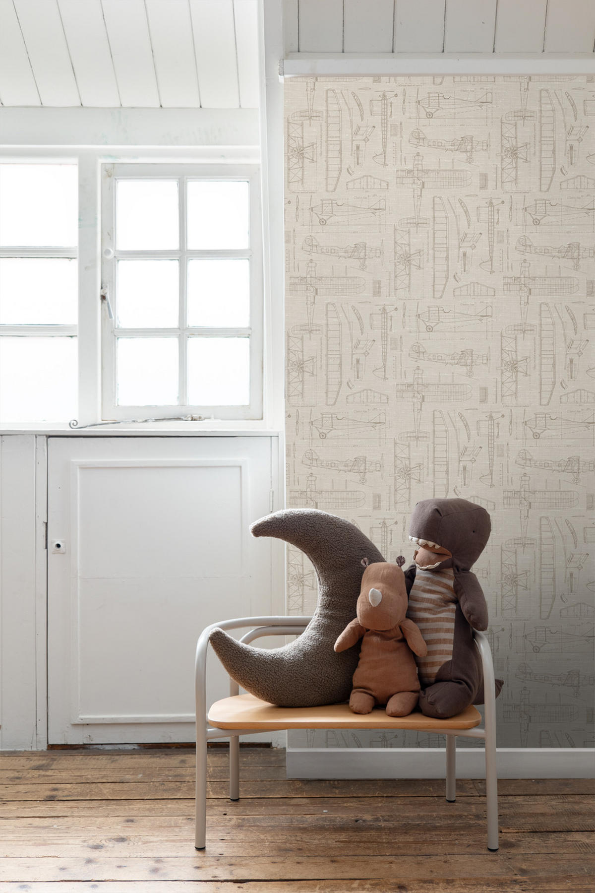 TAPETE Kontruktionszeichnungen von Flugzeugen 50 x 900 cm - Beige, Papier (50/0.1cm) - ESTAhome