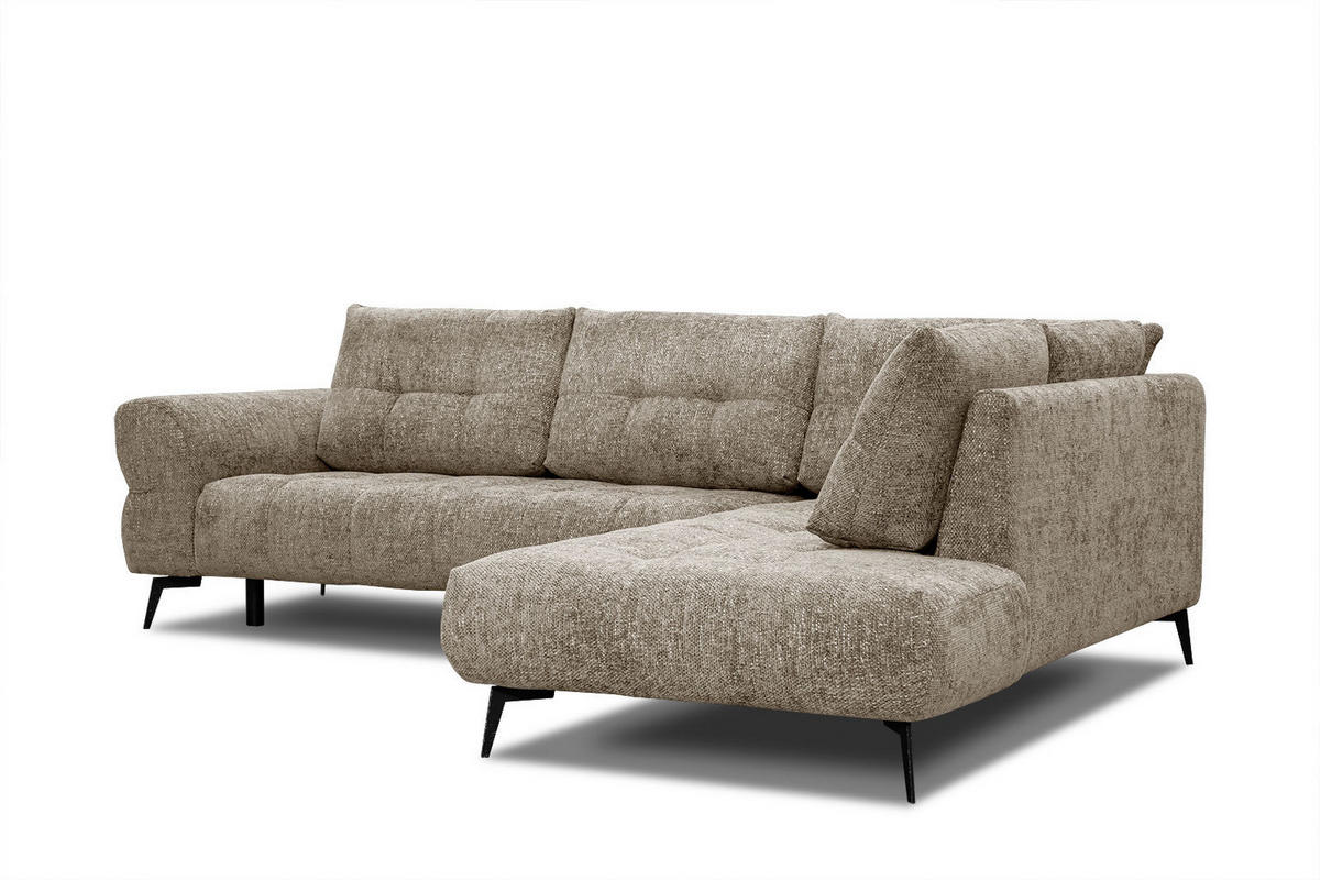 ECKSOFA SALVINI 5-Sitzer, taupe - Taupe/Schwarz, Holzwerkstoff/Textil (292/158cm) - Courtois Laville