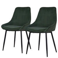 POLSTERSTUHL - Cord-Samt, 2er-Set - Dunkelgrün, Textil (48/83/57cm) - home24
