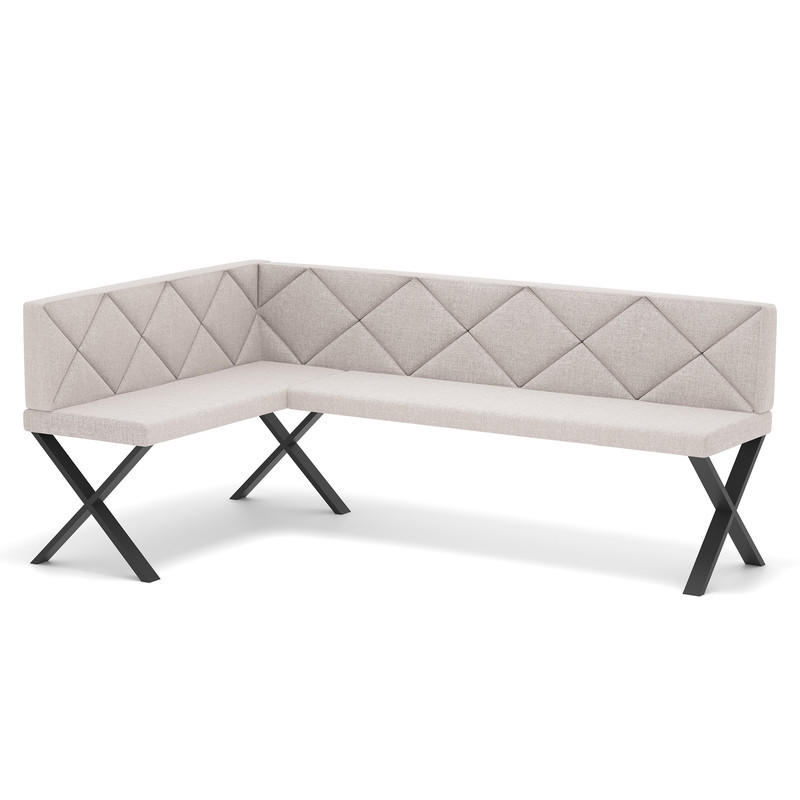 ECKBANK links VERO X Webstoff gesteppt, 128/168 cm Beige - Beige, Textil/Metall (128/168cm) - Idohome