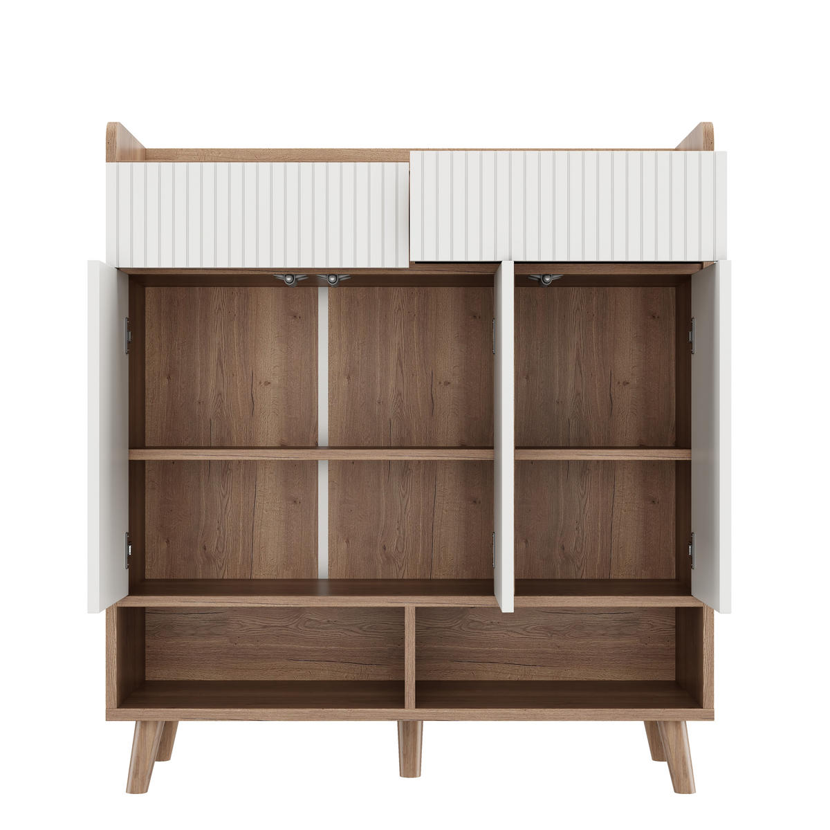 SCHUHSCHRANK aus MDF & Spanplatte 90x35x100cm in Weiß mit Kippsicherung - Weiß, Holzwerkstoff (90/100/35cm) - Modfu