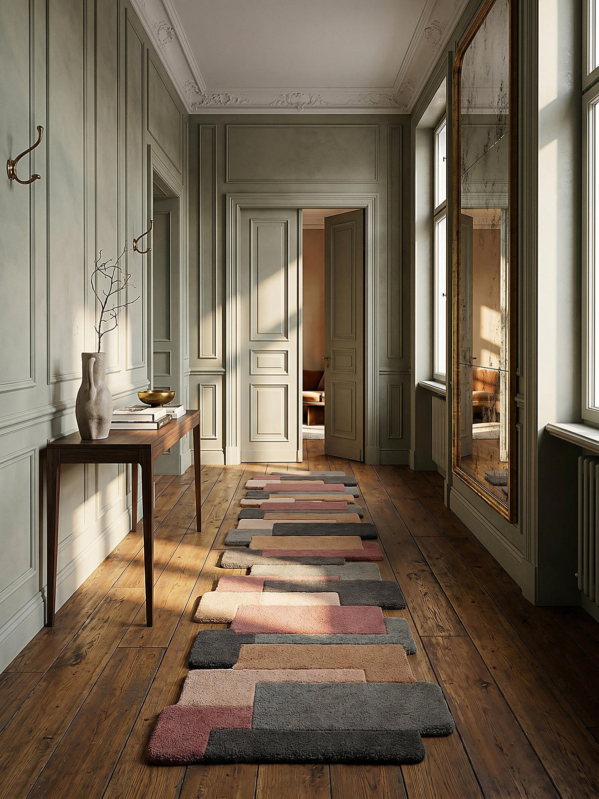 TEPPICHLÄUFER HALLEIN 60/230 cm - Rosa/Grau, Textil (230/60cm) - KADIMA DESIGN