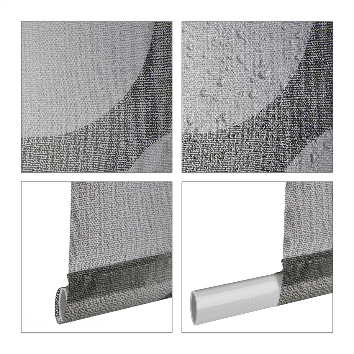 DUSCHROLLO - Grau, Kunststoff/Metall (80/4.5cm) - Relaxdays