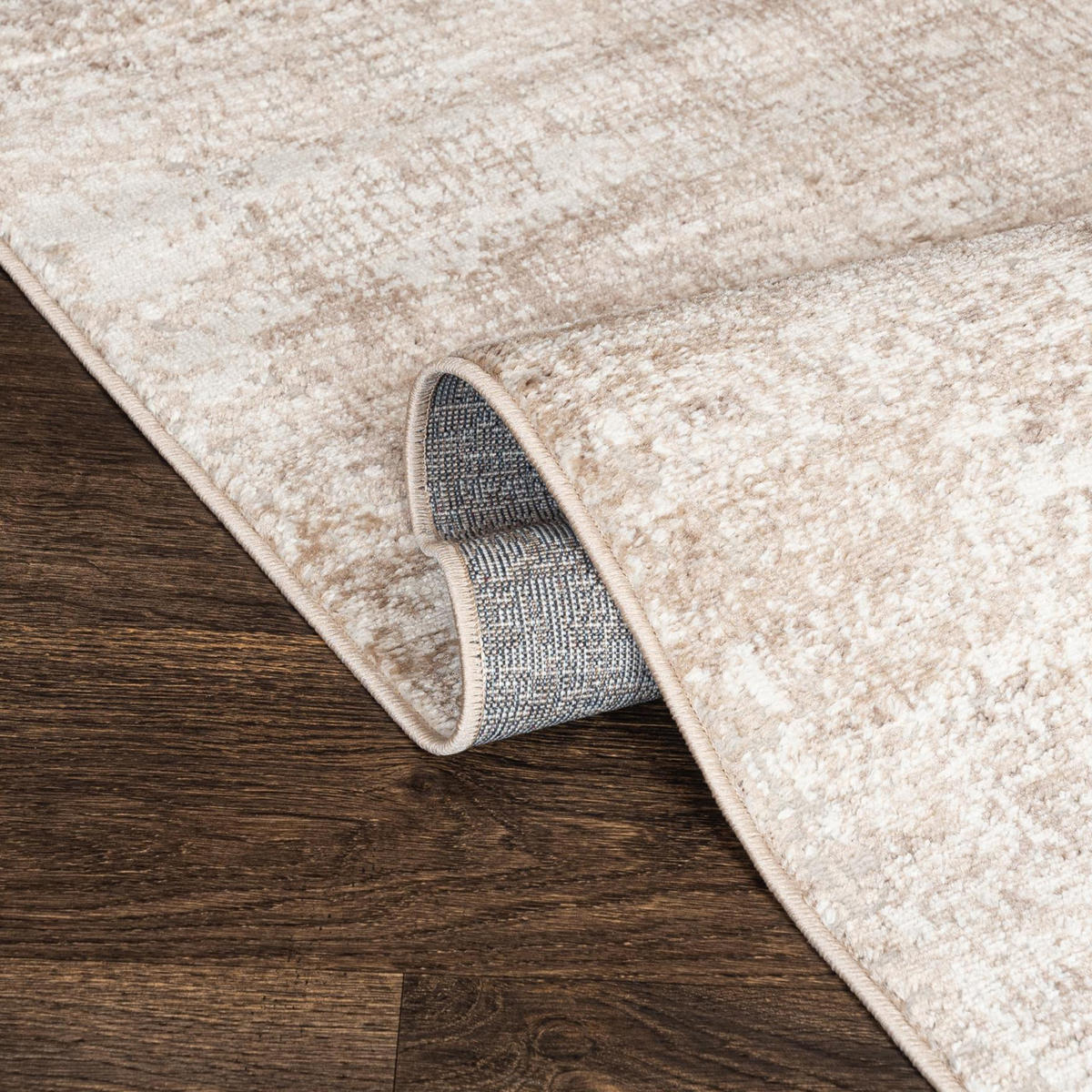 TEPPICH Beige Creme abstrakt - 140 x 200 cm - Blau/Beige, Textil (140/200cm) - Mazovia