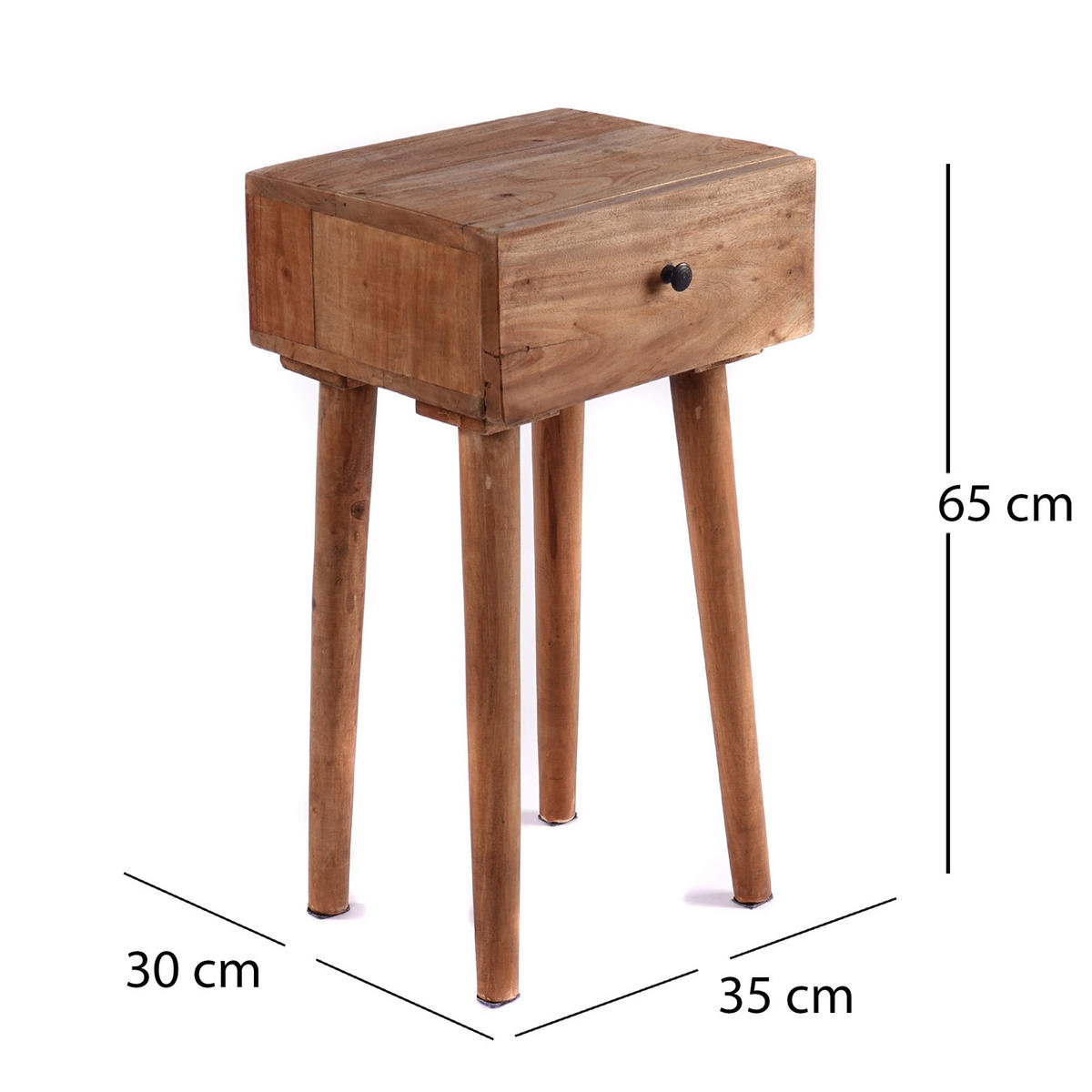 BEISTELLTISCH Sleek 65 Mahagoni Holz, mit Schublade naturfarben - Braun, Holz (30/35/65cm) - CREEDWOOD
