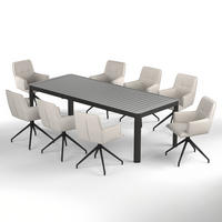 GARTENESSGRUPPE - 9-teilig - Stahl / Polyester - Sandfarben, Textil/Metall - home24