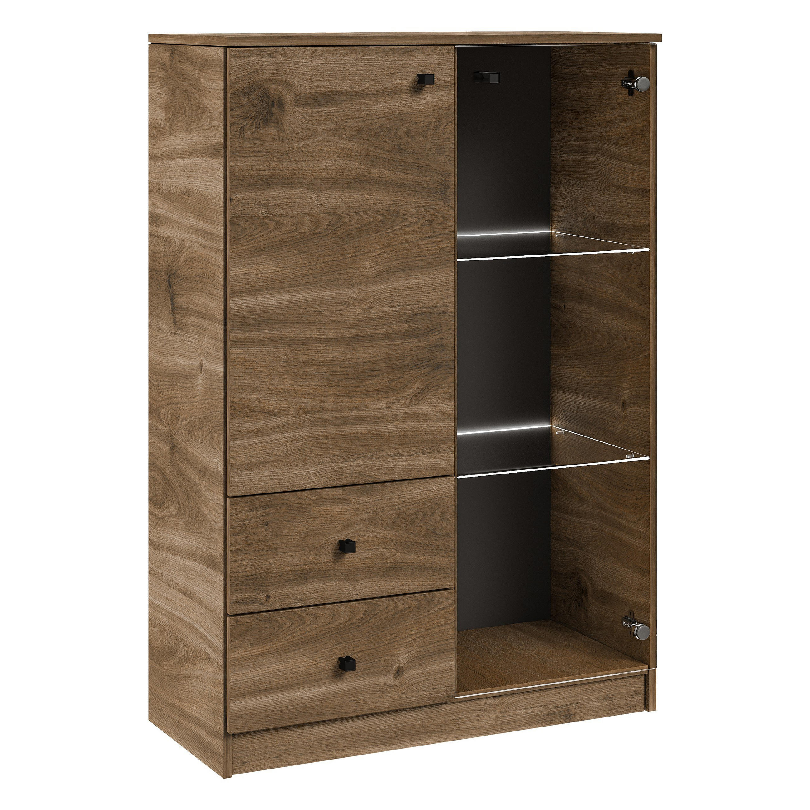 KOMMODE NESTOS 80/120/40cm mit 2 Schubladen 2 Türen Braun - Braun, Holzwerkstoff (80/120/40cm) - MASSENO