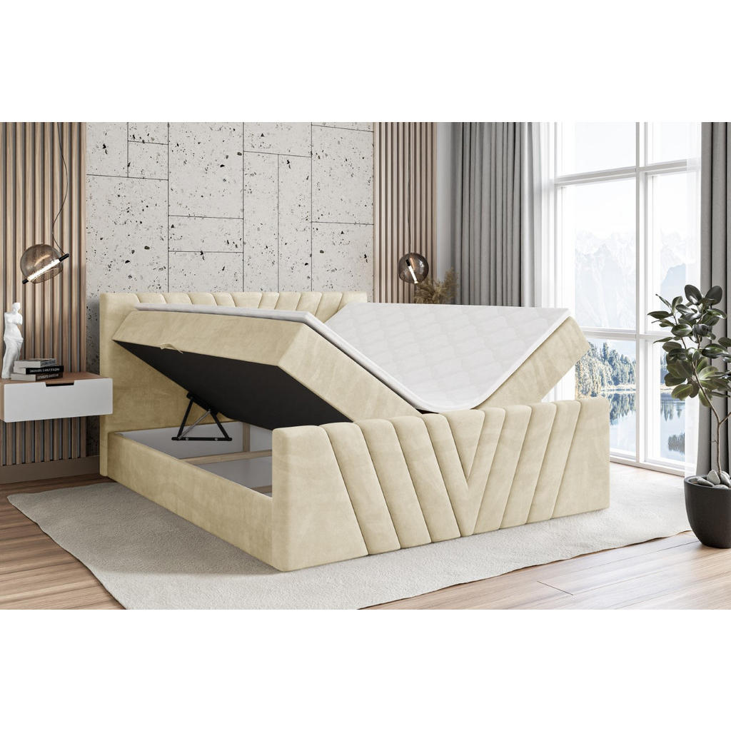 Thumbnail - Altdecor Boxbett, Beige, Holzwerkstoff, Höhe ca. 20 cm, 160x200 cm, Schlafzimmer, Betten, Boxspringbetten