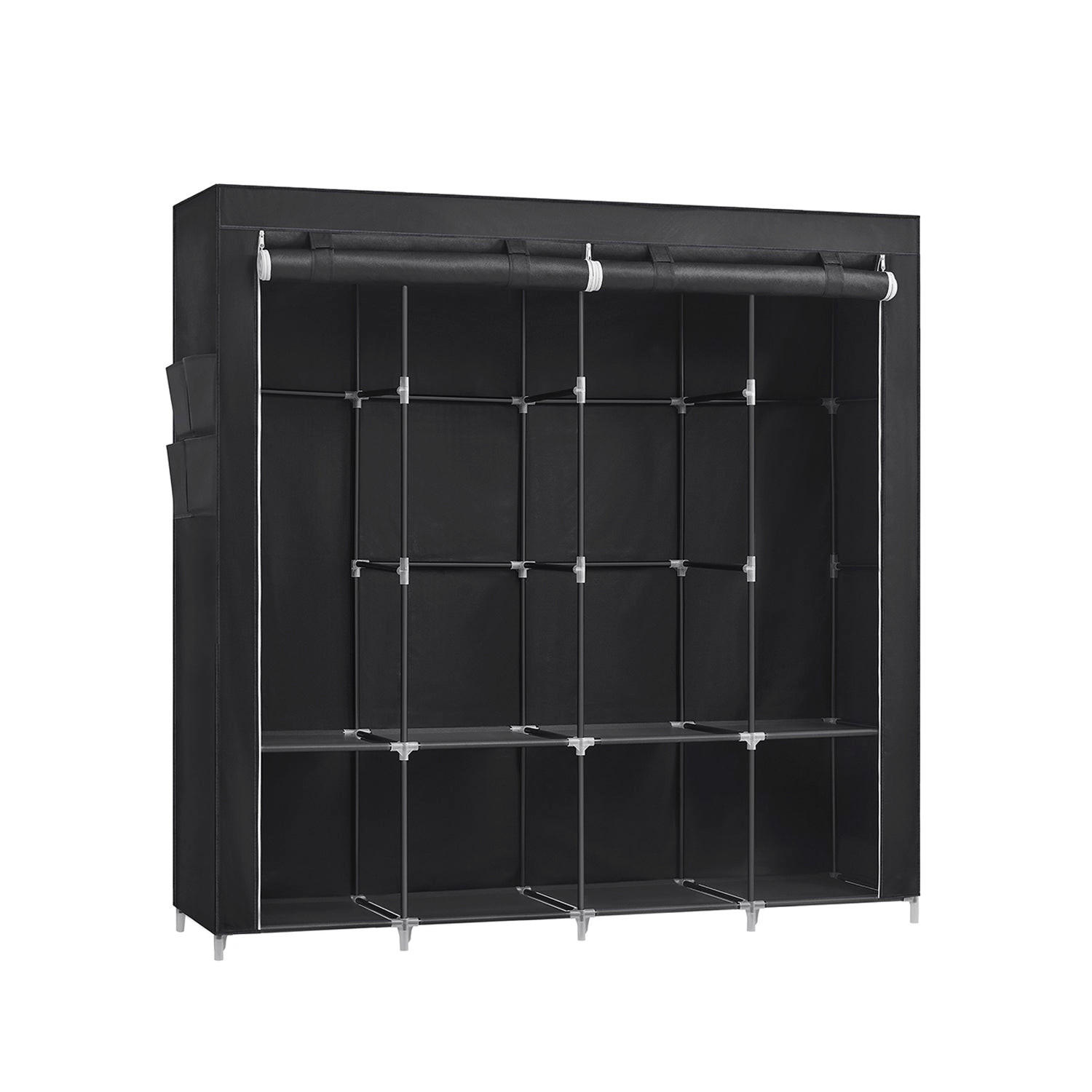 Hansiro Stoffschrank Schwarz 170x167x45 cm