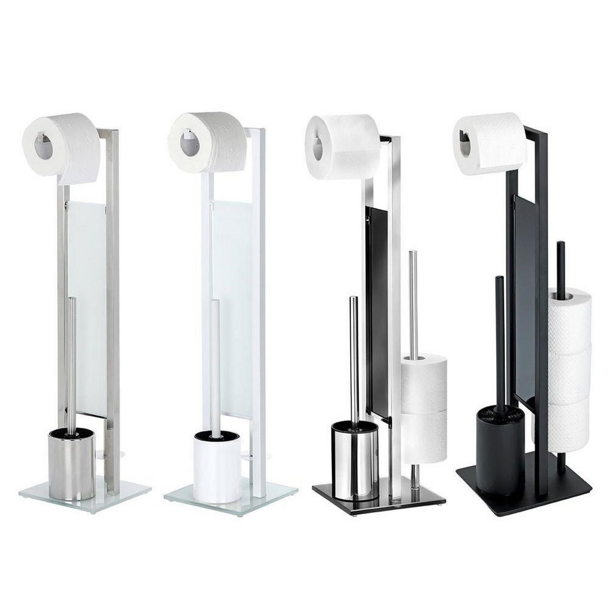 STAND-WC-GARNITUR Edelstahl matt Rivalta 18/23/70 cm - Silberfarben, Metall (23/70/18cm) - Wenko
