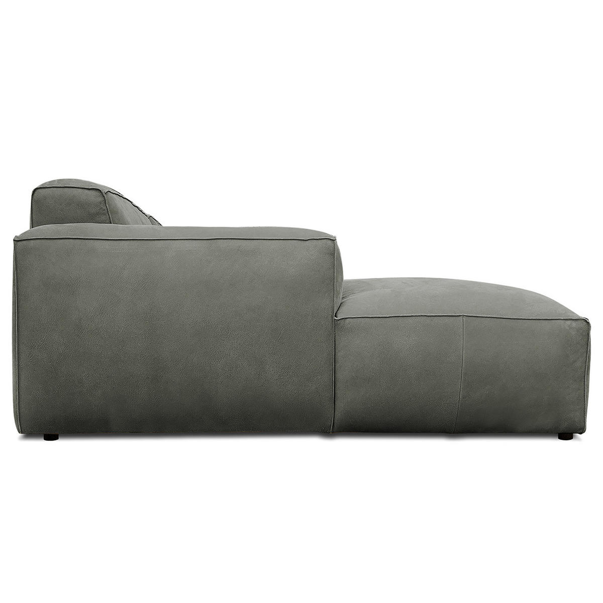 ECKSOFA mit Longchair - Anthrazit/Schwarz, Leder/Kunststoff (345/170cm) - home24
