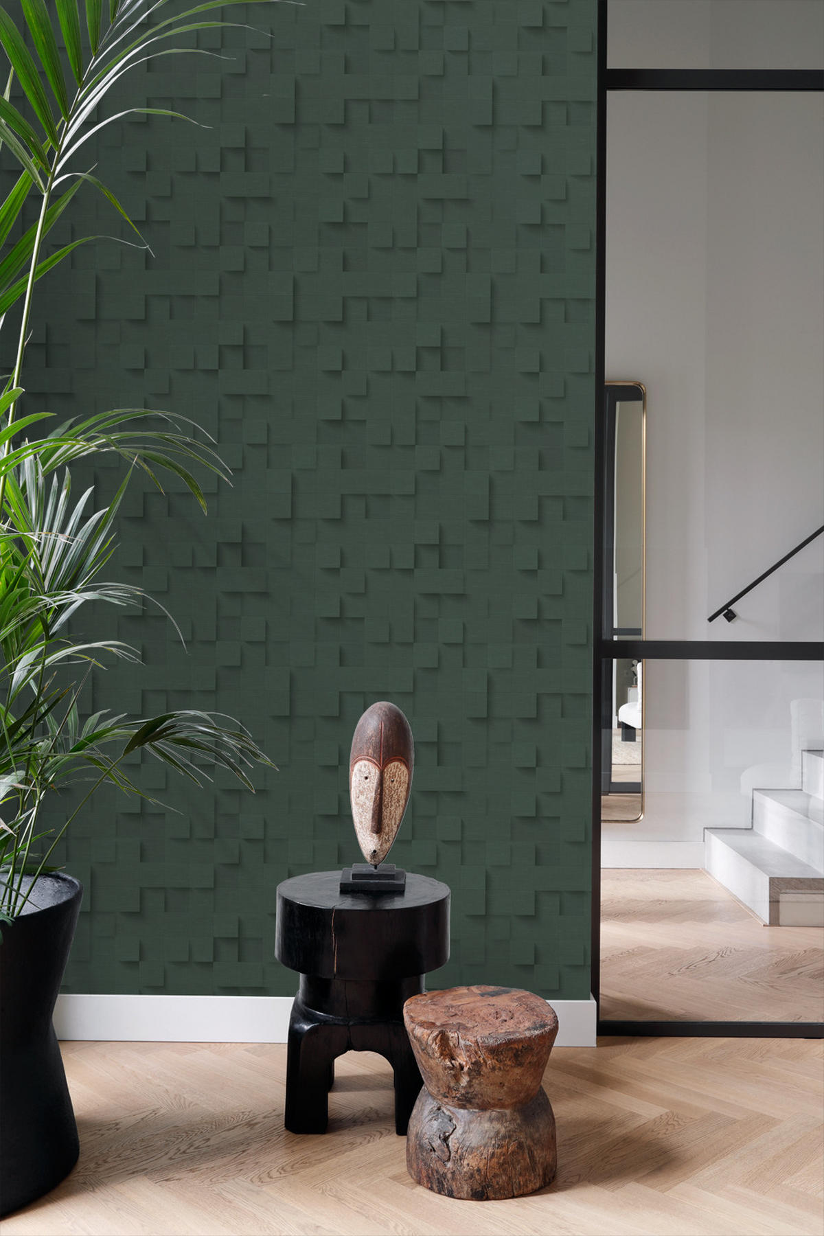 TAPETE 3D-Würfel 50 x 900 cm - Grün, Papier (50/900cm) - Origin Wallcoverings