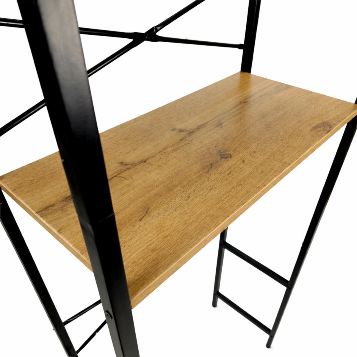 WASCHMASCHINEREGAL Holzoptik Metall Erlefarben Schwarz 3 Ebenen 66x30x186 cm - Erlefarben/Schwarz, Holzwerkstoff/Metall (66/186/30cm) - Begryf