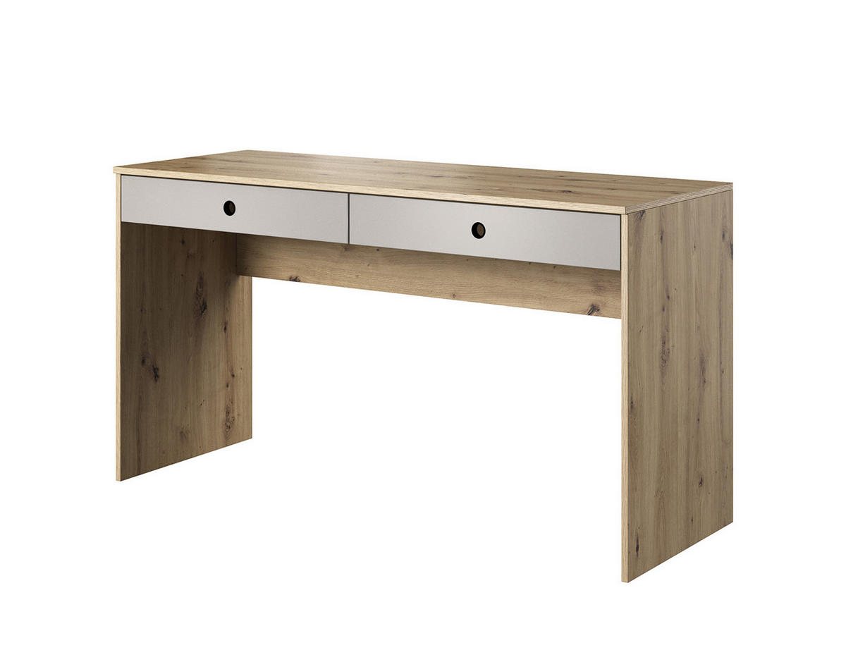 SCHREIBTISCH MIT CONTAINER Kuki Bernstein Eiche / Platingrau 2-teilig - Braun, Holz/Holzwerkstoff (50/138/76cm) - Feldmann-Wohnen
