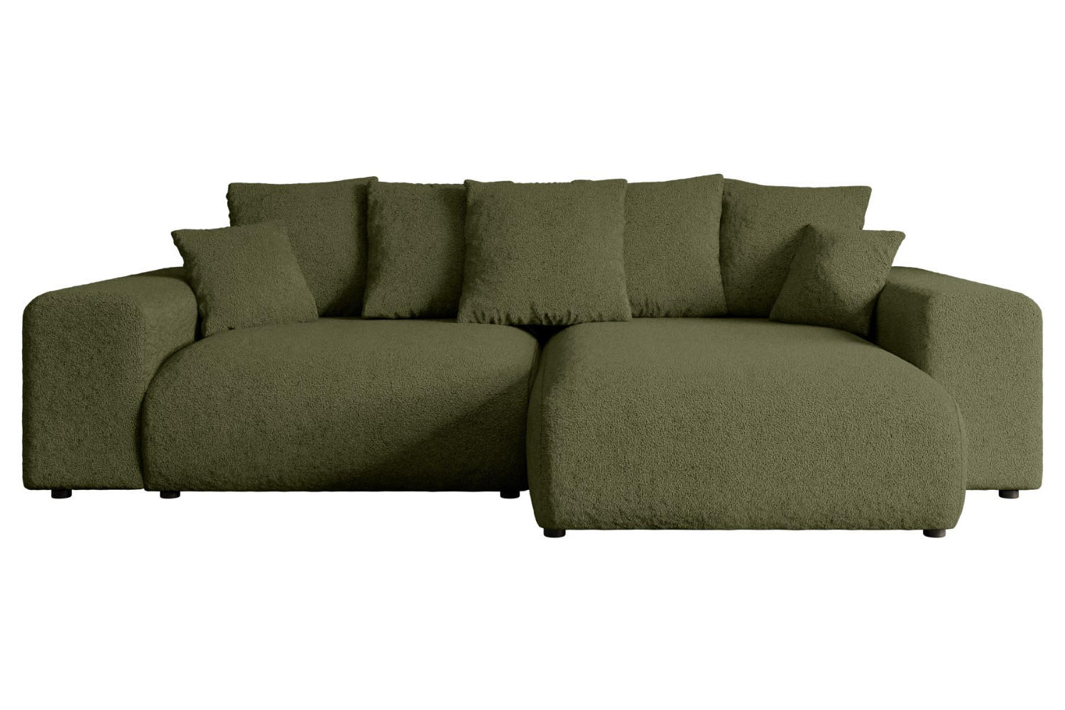 ALTDECOR ROHOVÁ SEDACÍ SOUPRAVA s otomanem vpravo ESKAR-L 266x176x72 olivově zelená buklé