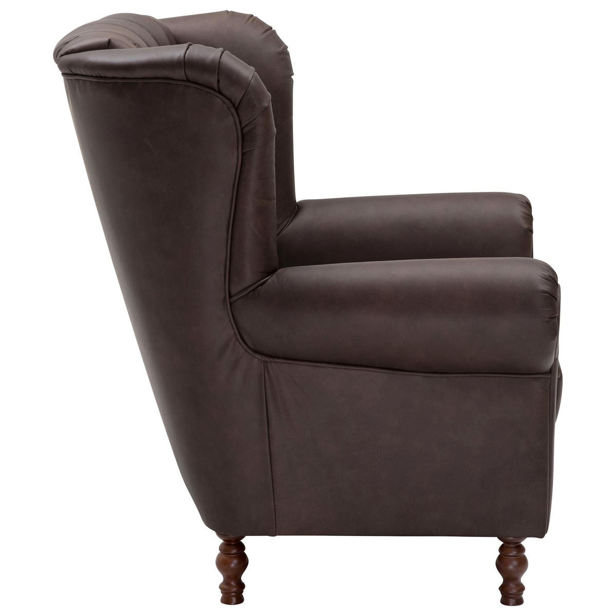 OHRENBACKENSESSEL Katreen Echtleder (Antikoptik) braun - Braun, Leder (90/101/91cm) - 58aufmkessel