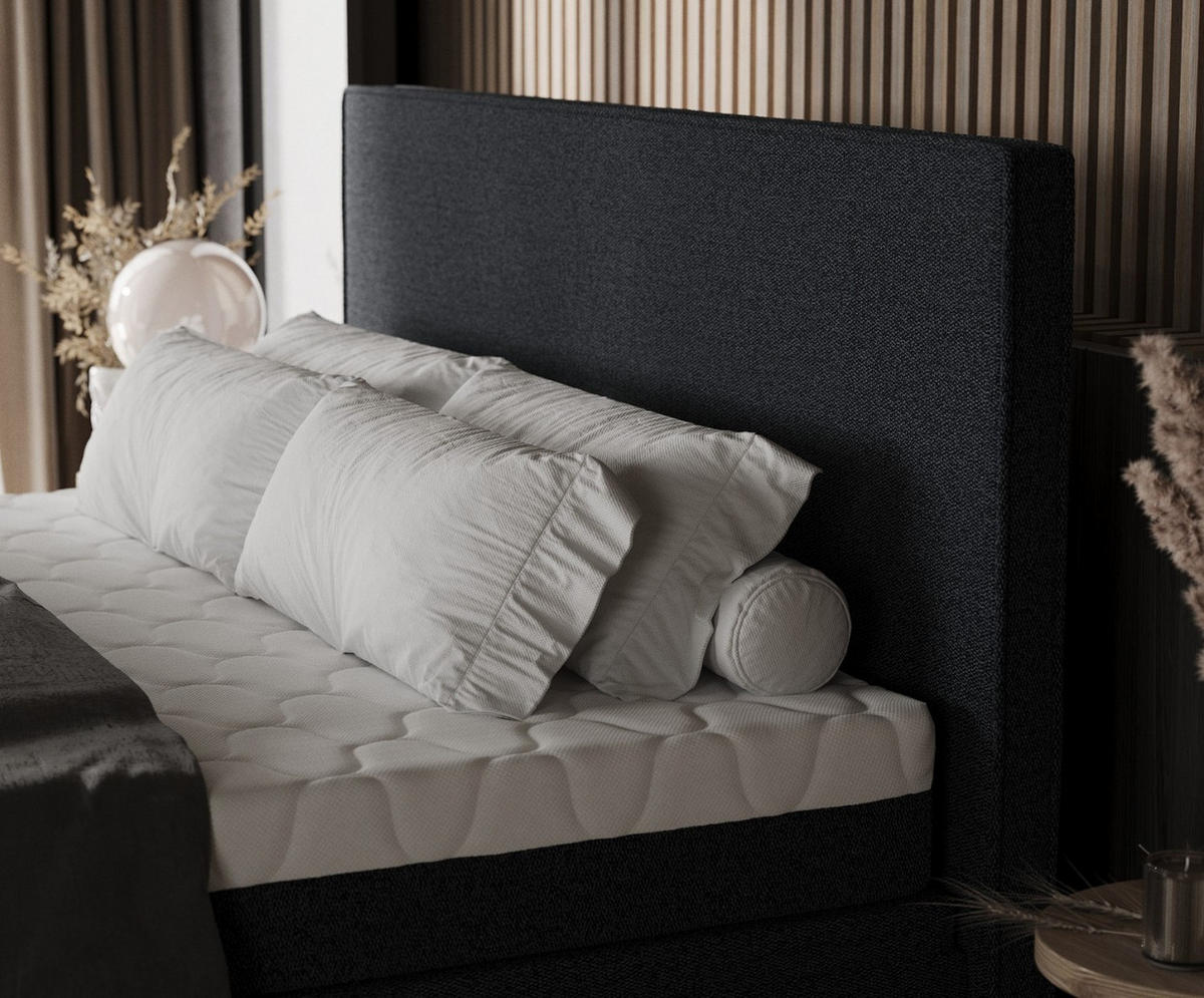 BOXBETT Zalla 200/200 cm Anthrazit im Riva Stoff - Anthrazit/Schwarz, Holz/Holzwerkstoff (200/200cm) - AltaBeds