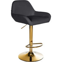 BARHOCKER Braga 89-109x51x52 cm schwarz - Schwarz, Leder (51/89/52cm) - furnicato